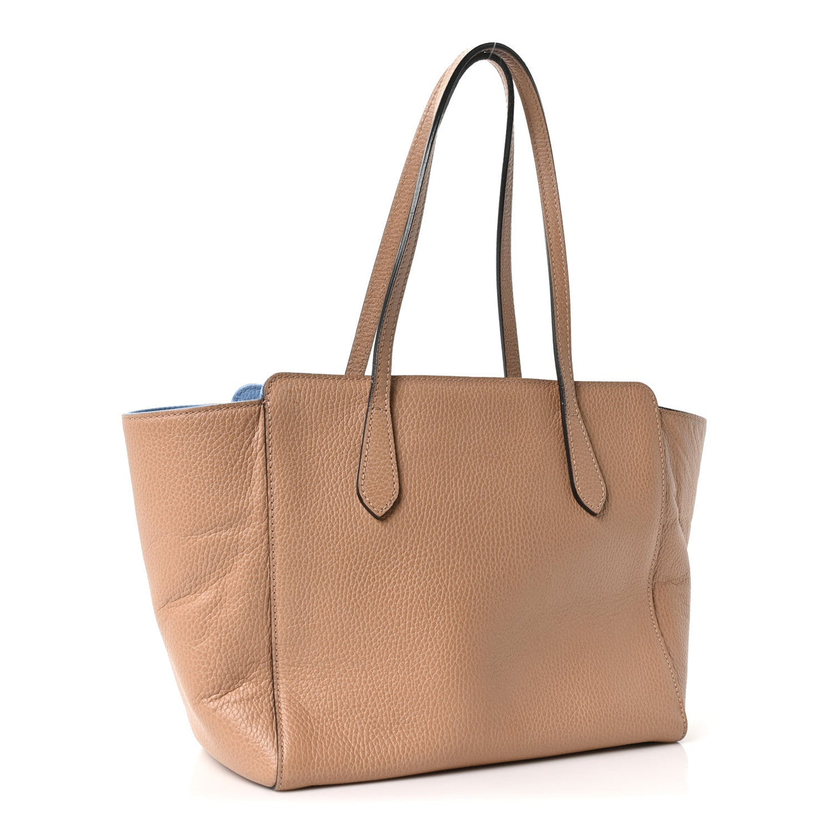 Dollar Calfskin Small Swing Tote Camelia Mineral Blue