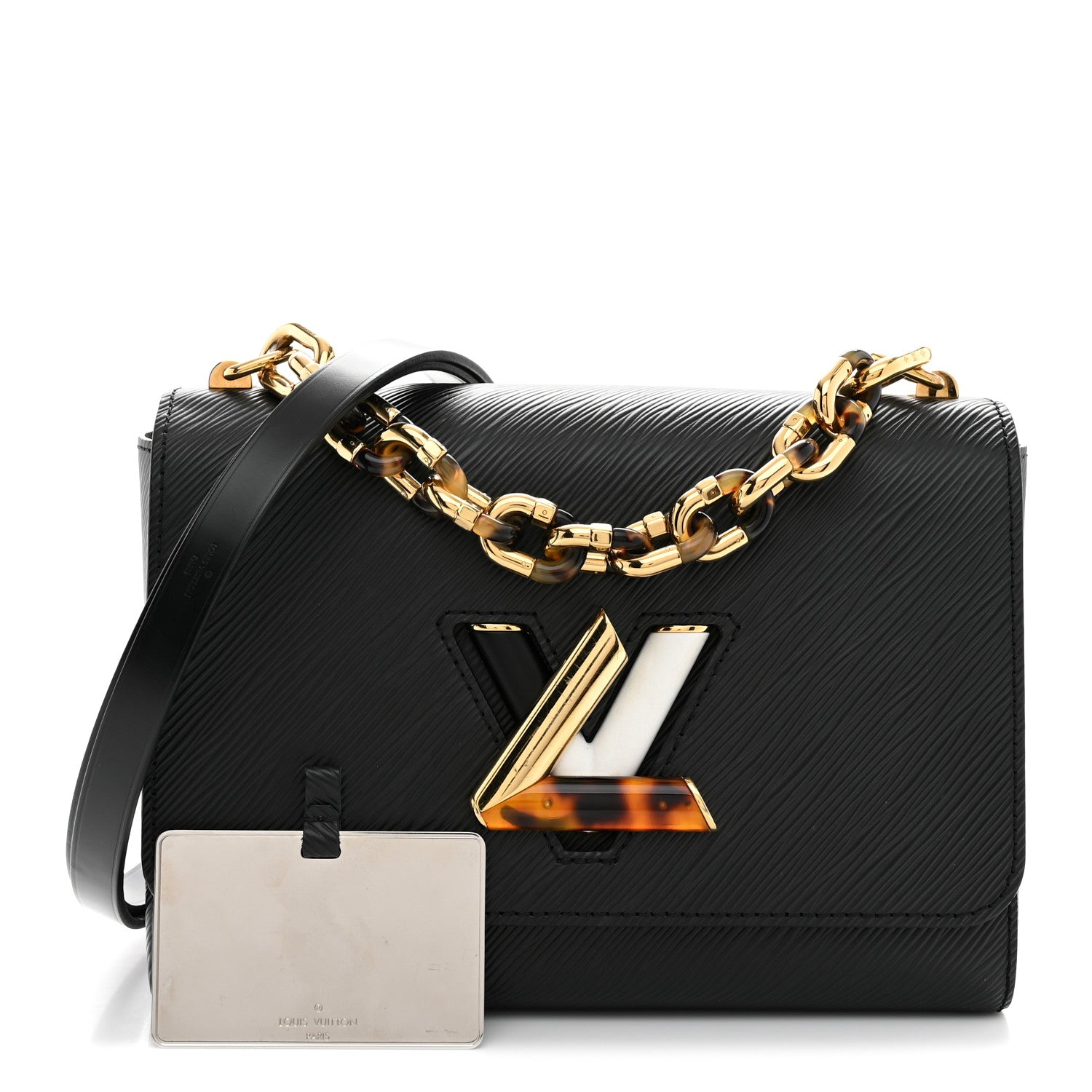 Epi Tortoiseshell Twist Shoulder Bag MM Black