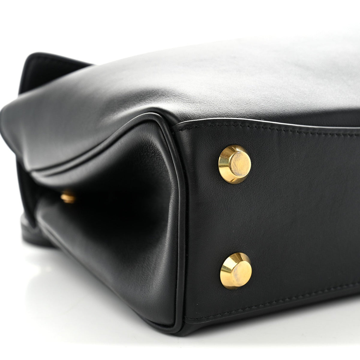 Natural Smooth Calfskin Mini Rodeo Top Handle Handbag Black