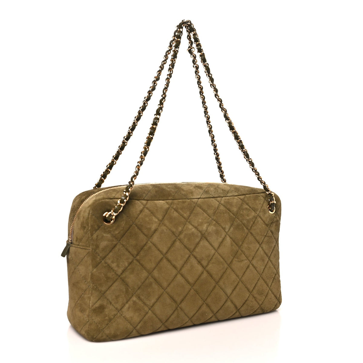 Suede Calfskin Quilted Camerissimo Camera Case Dark Khaki