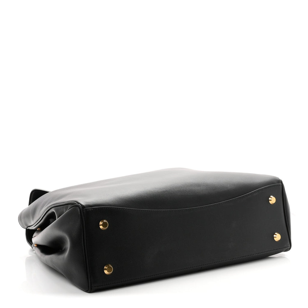 Smooth Calfskin Large Rodeo Top Handle Handbag Black