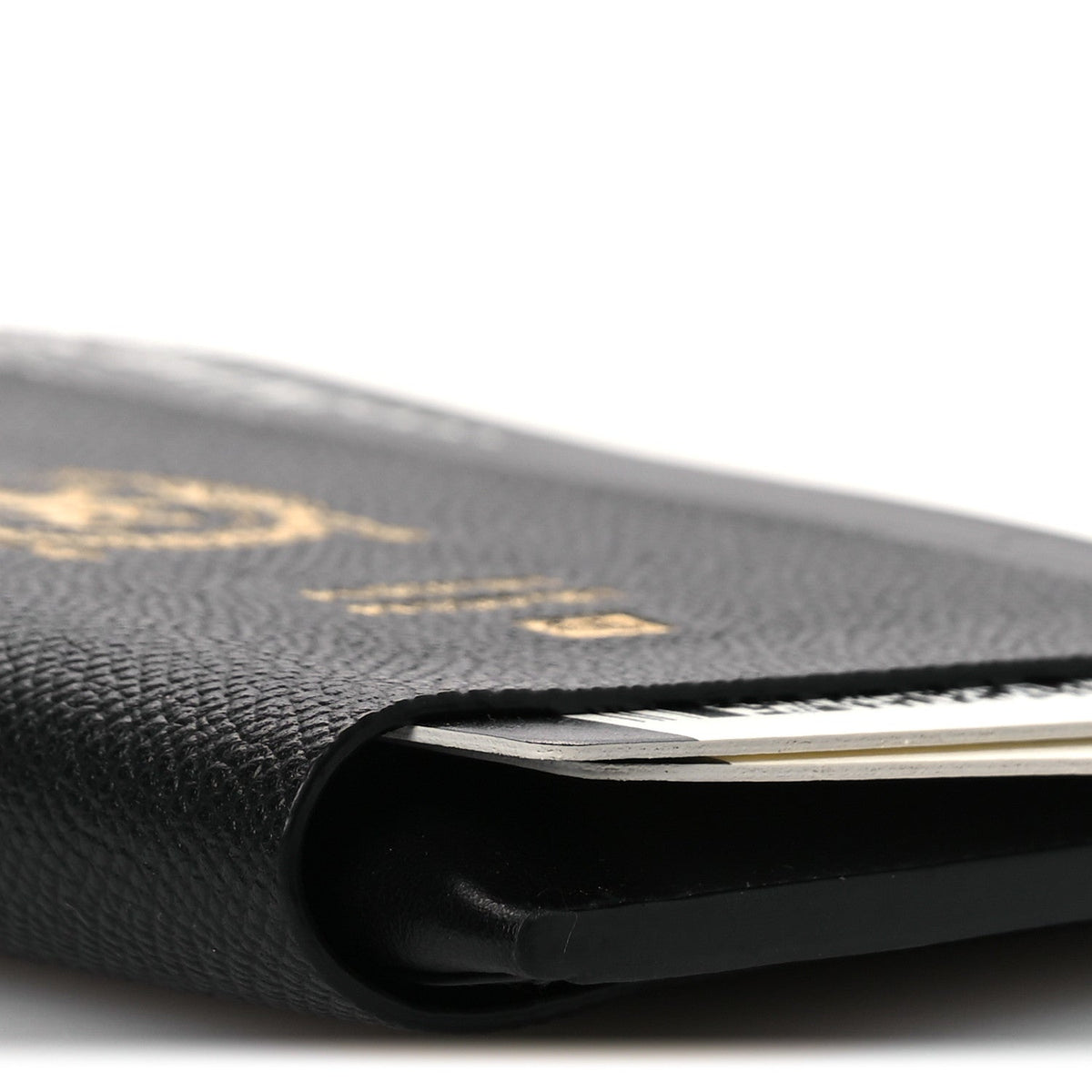 Textured Calfskin Passport Phone Holder Black