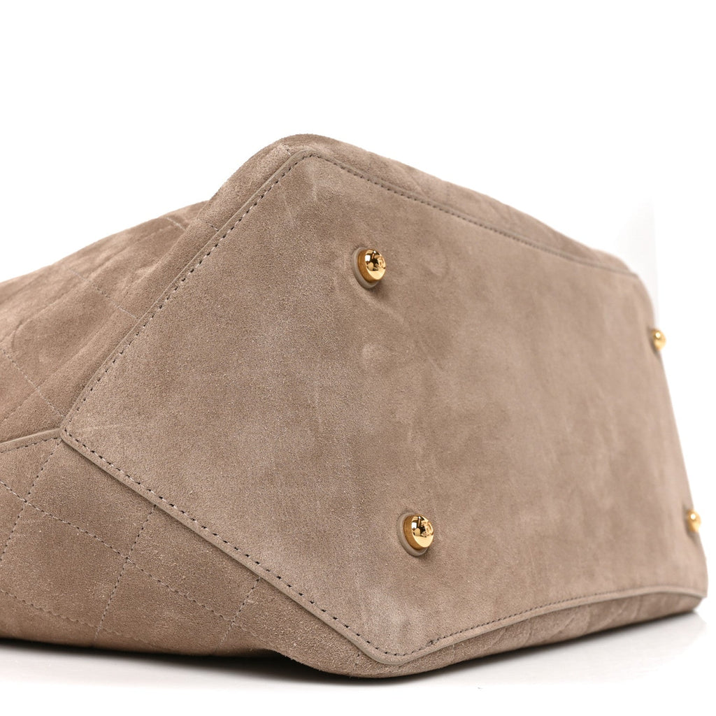 Suede CC Large Bucket Bag Grey