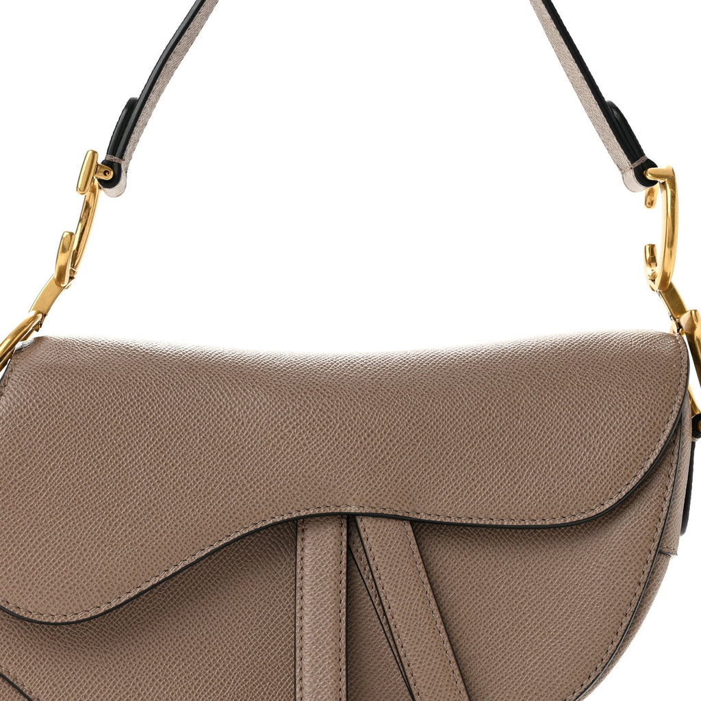 Grained Calfskin Saddle Bag Warm Taupe