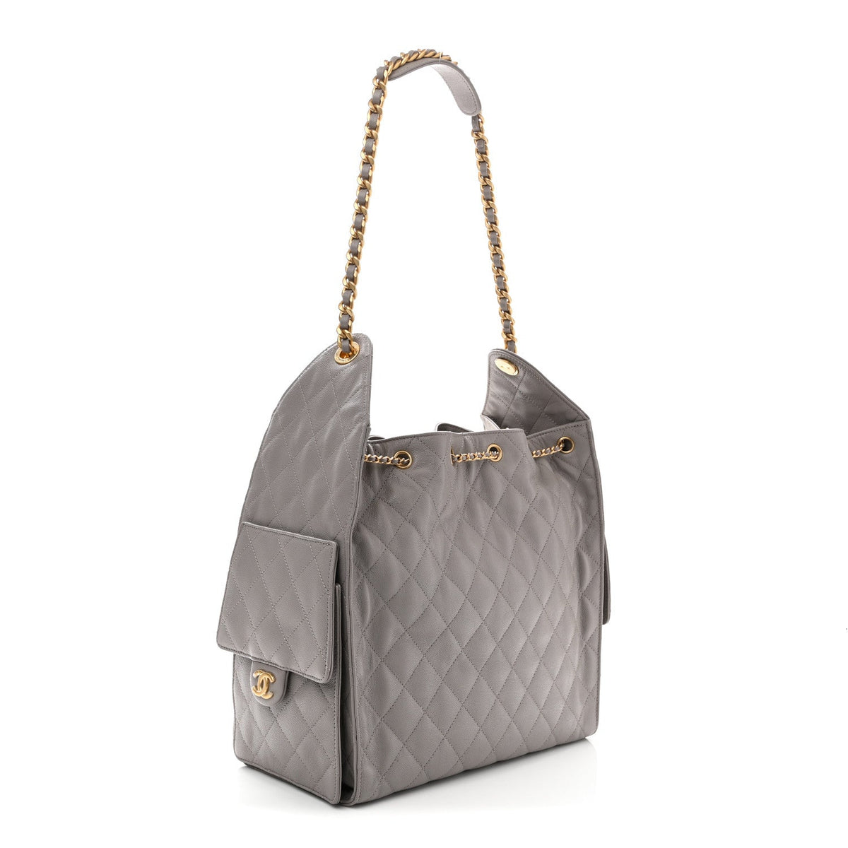 Caviar Quilted Medium Chanel 25 Handbag Dark Grey