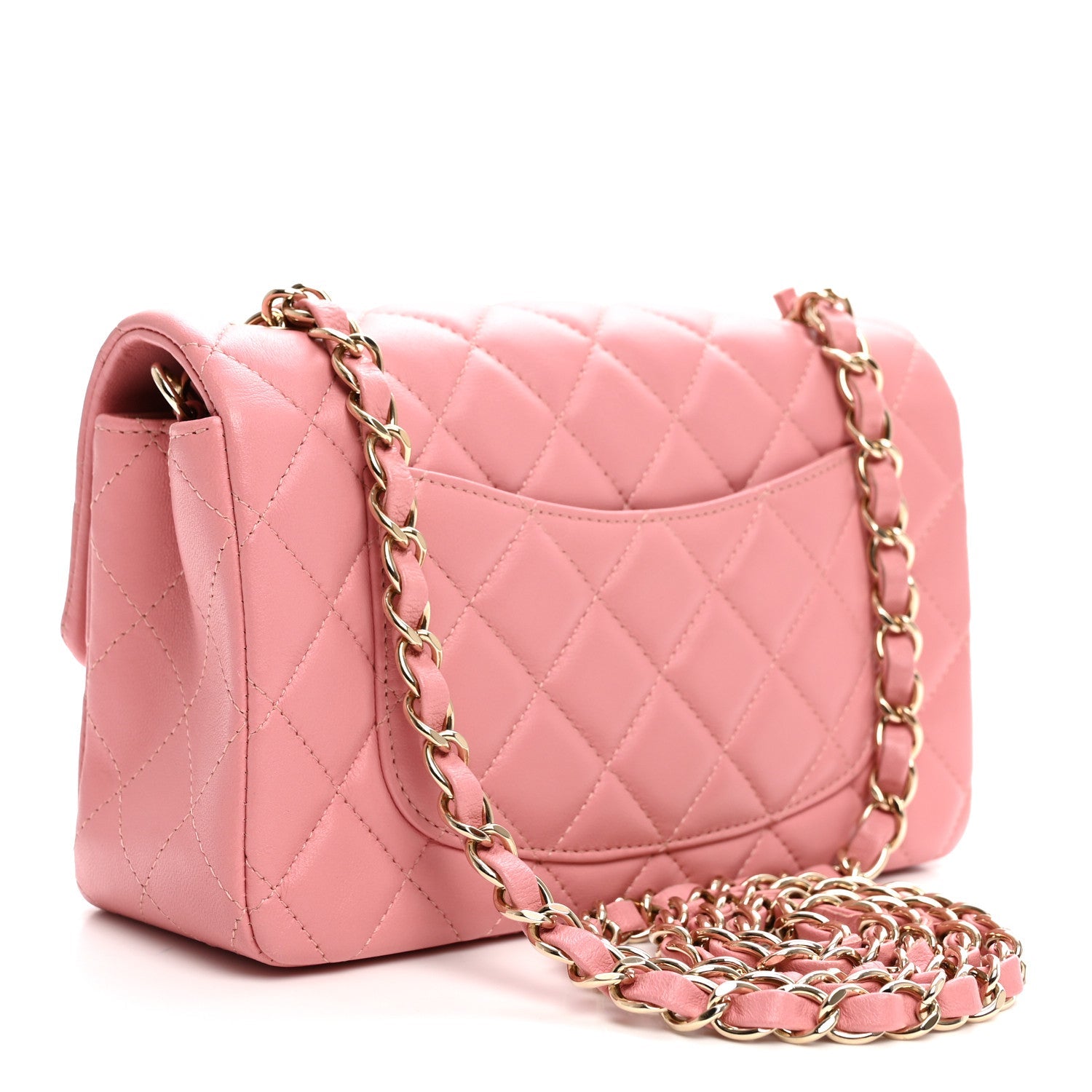 Lambskin Quilted Mini Rectangular Flap Pink