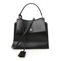 Natural Smooth Calfskin Medium Nano Top Handle Handbag Black