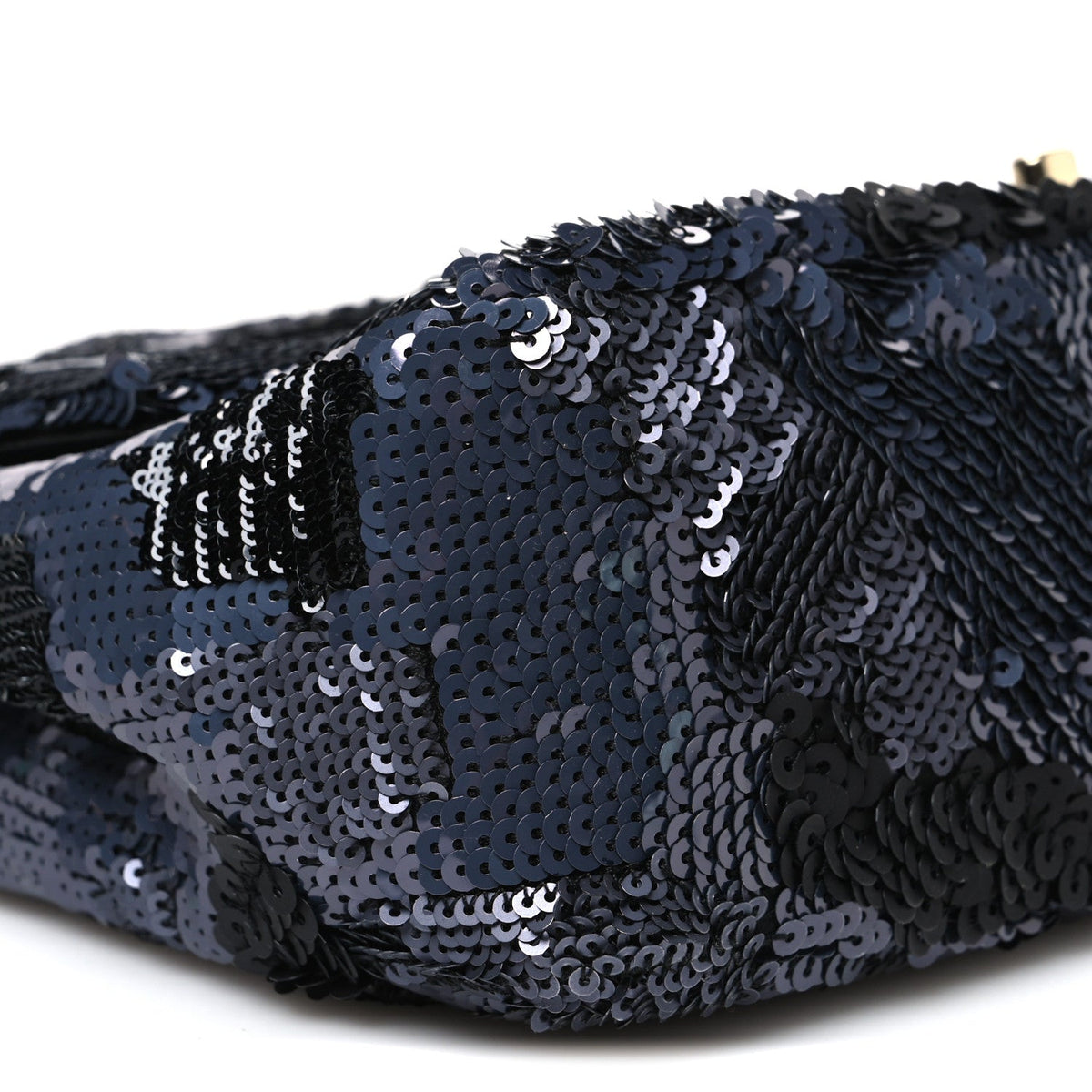 Sequin Quilted Medium Single Flap Black
