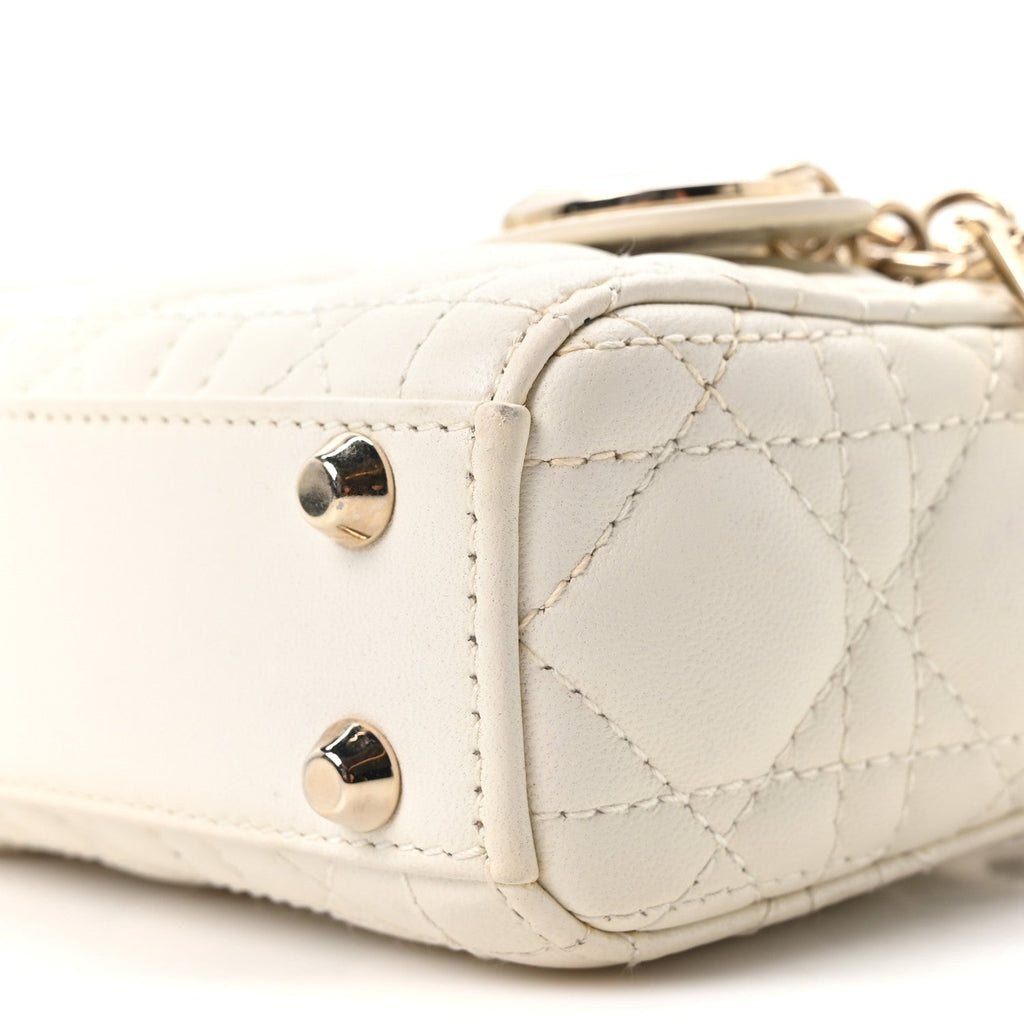 Lambskin Cannage Micro Lady Dior Latte