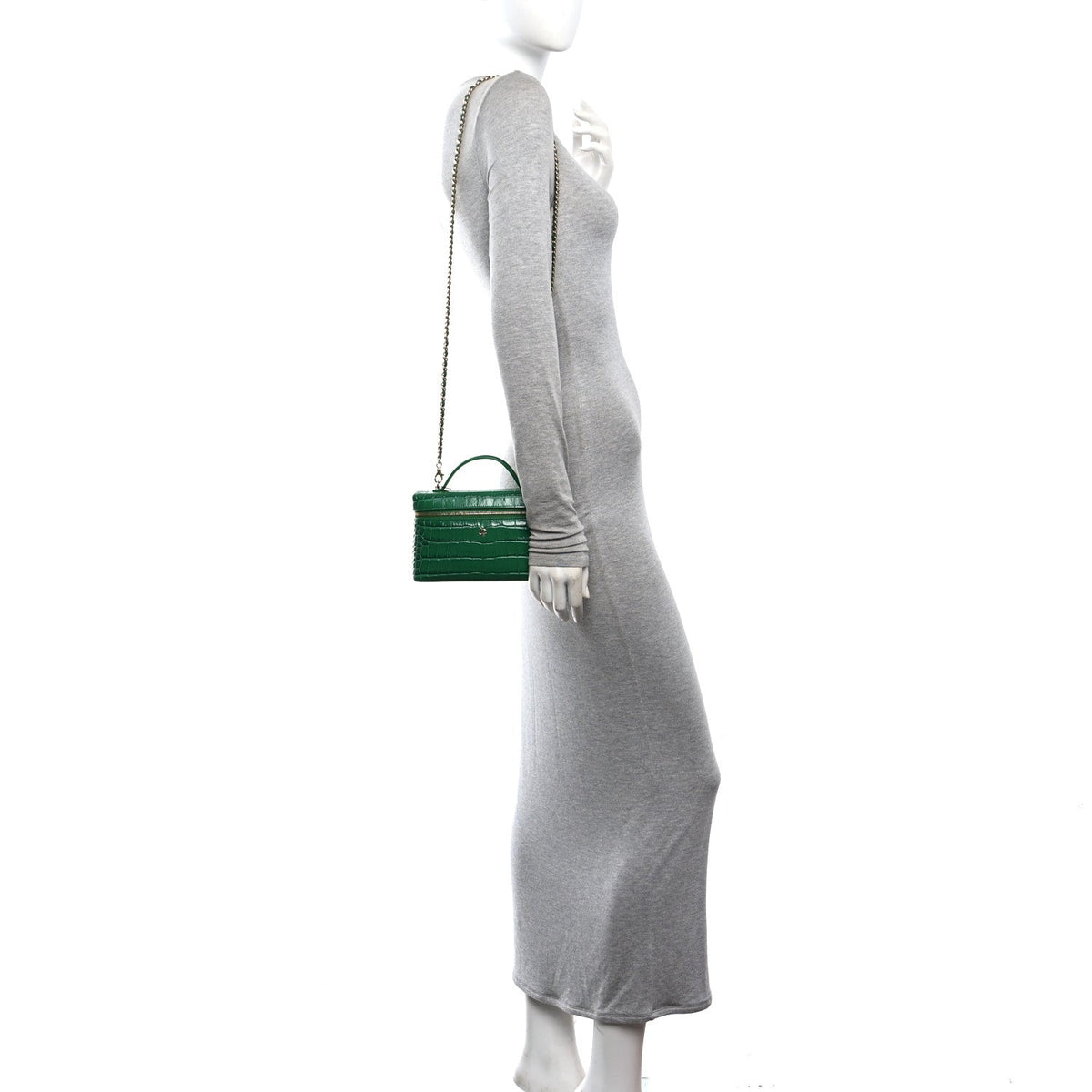 Calfskin Crocodile Embossed Crococo Exoticoco Vanity With Chain Emerald