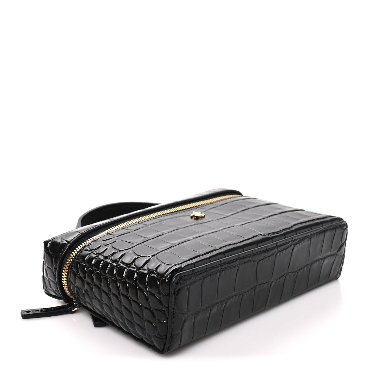 Calfskin Crocodile Embossed Crococo Exoticoco Vanity With Chain Black