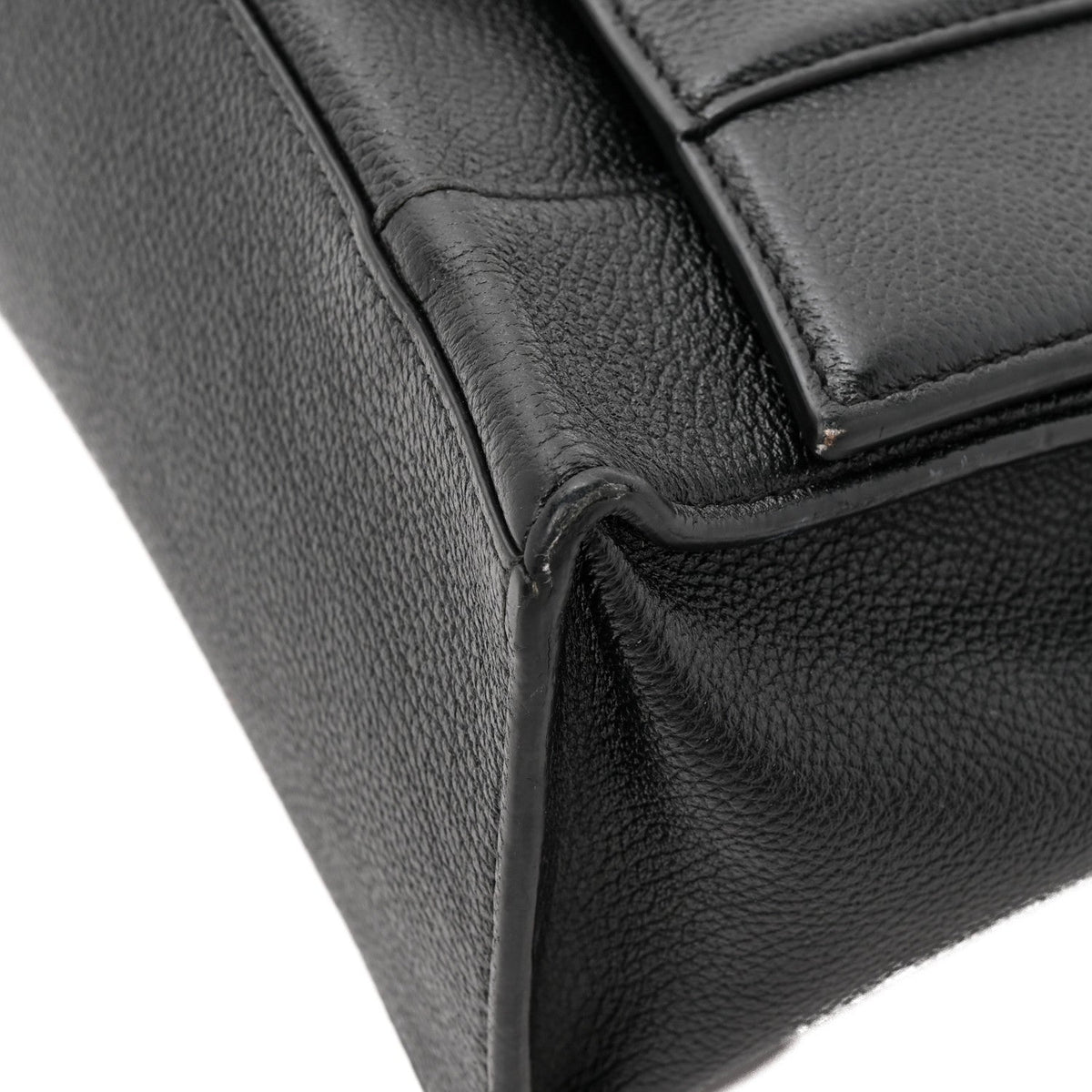 Grained Calfskin Small Hourglass Top Handle Bag Black