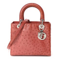 Ostrich Medium Lady Dior Red