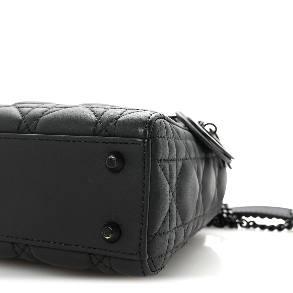 Ultra Matte Calfskin Cannage Mini Lady Dior Black