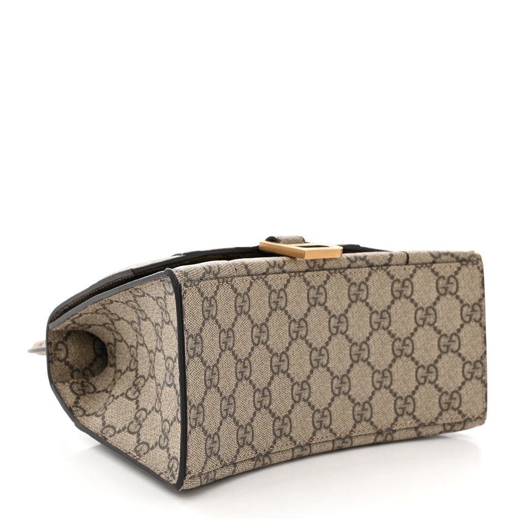 X GUCCI GG Supreme Monogram Small Hourglass Top Handle Bag Beige Ebony