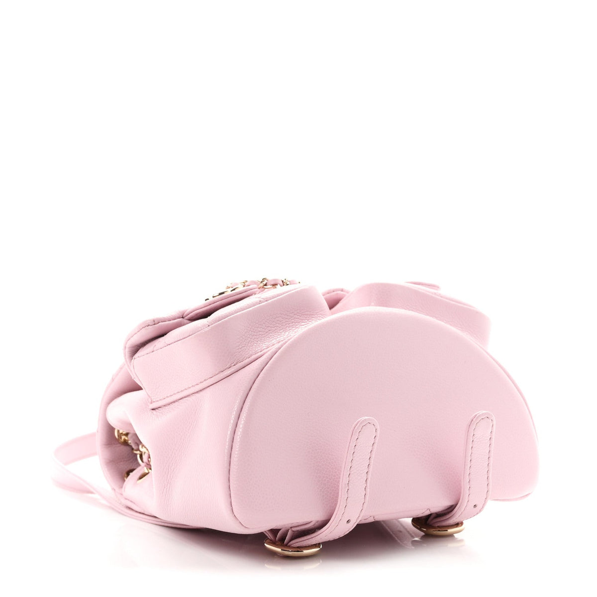 Shiny Caviar Quilted Small Duma Pockets Drawstring Backpack Pink