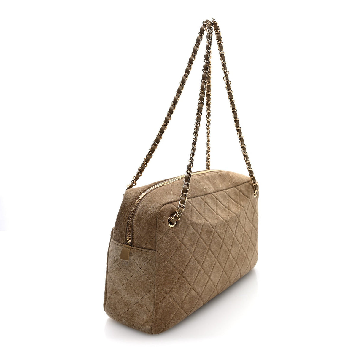 Suede Calfskin Quilted Camerissimo Camera Case Dark Khaki