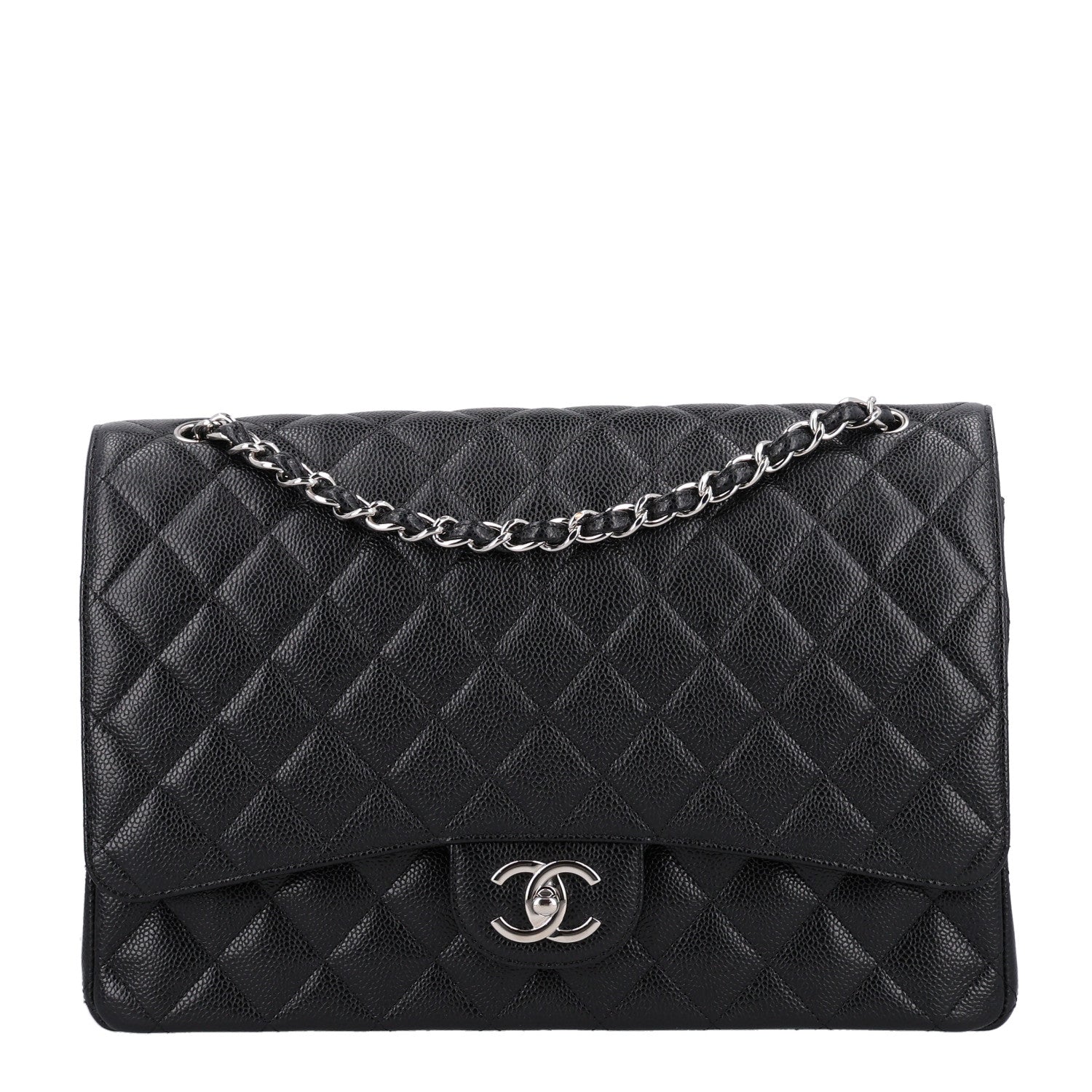 Caviar Quilted Maxi Double Flap Black