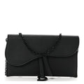 Ultra Matte Calfskin Saddle Chain Wallet Pouch Black