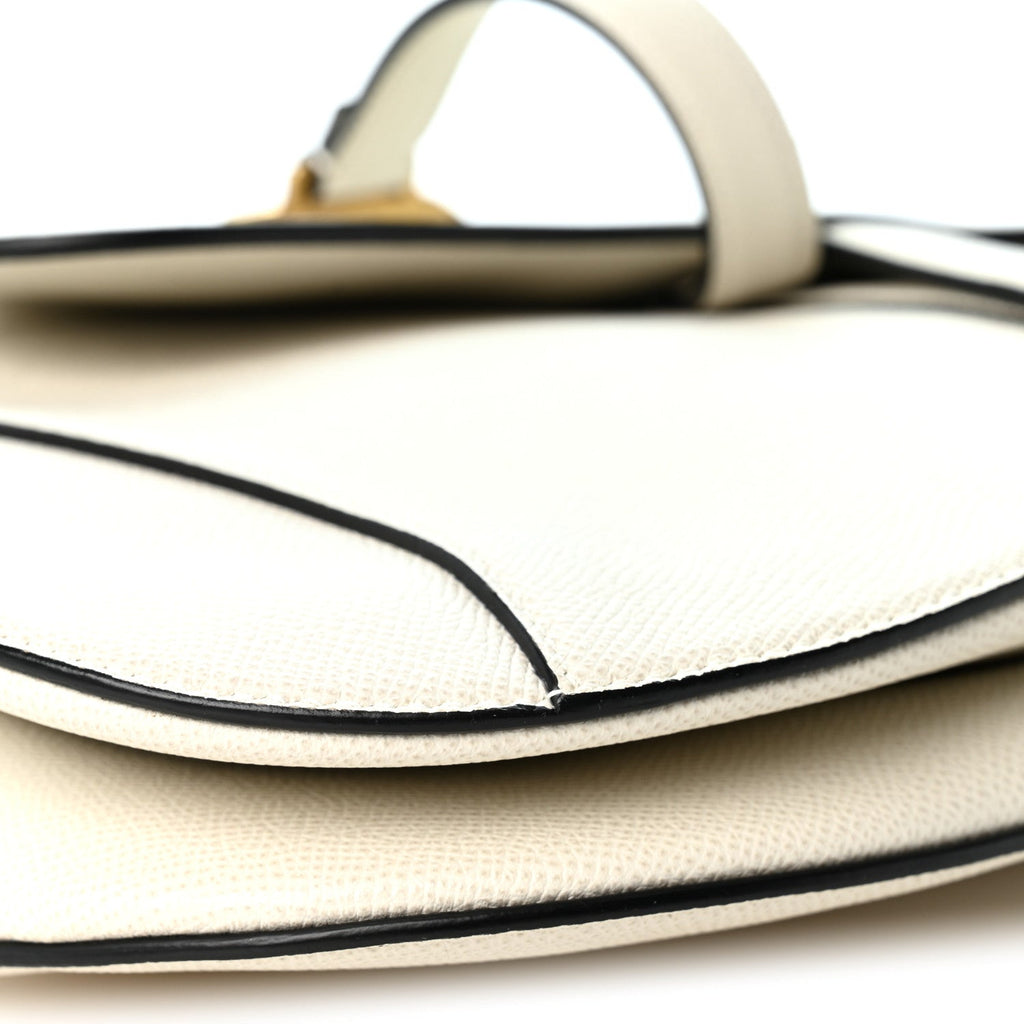 Grained Calfskin Saddle Bag White