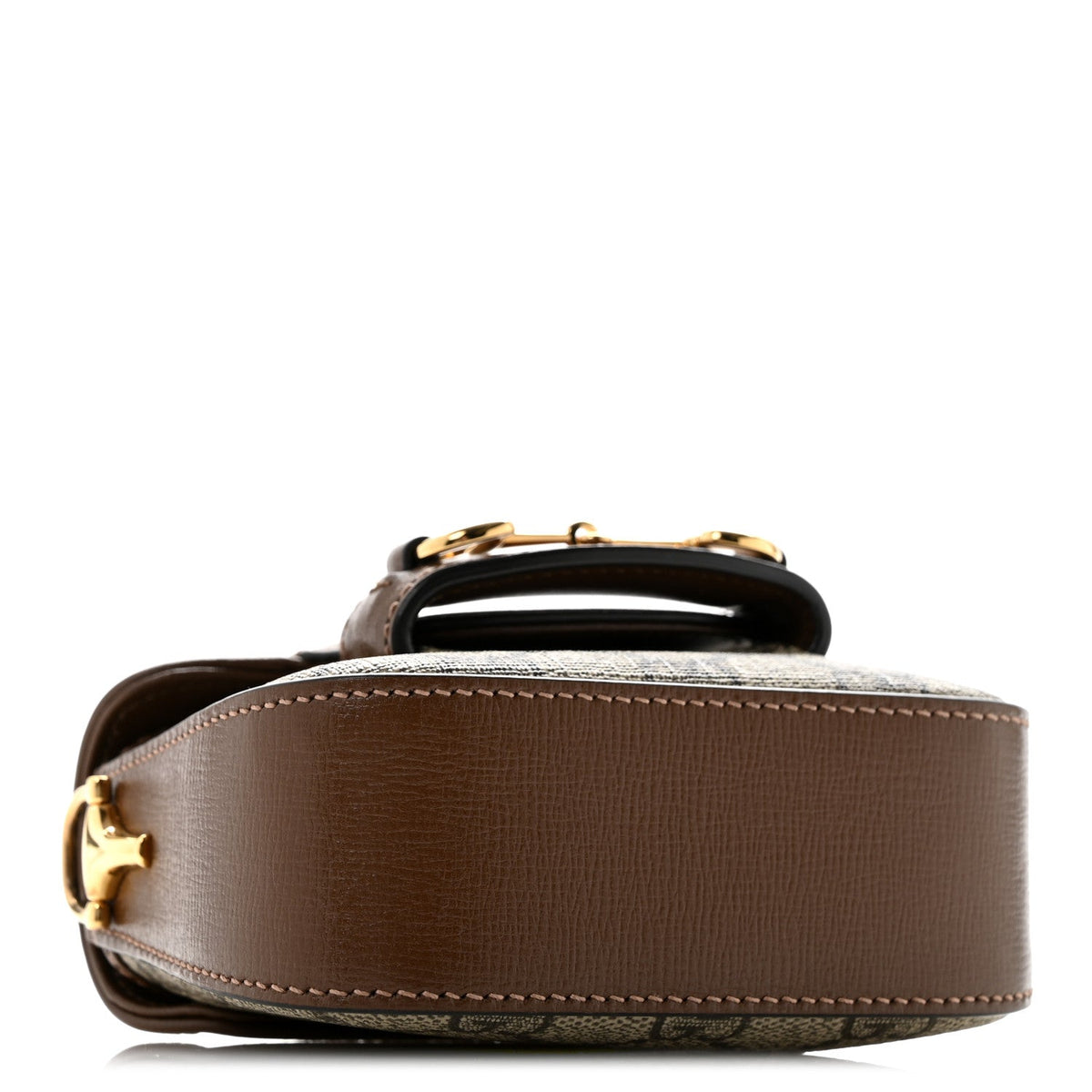 GG Supreme Monogram Azalea Calfskin Web Horsebit 1955 Wallet On Strap Beige Ebony Brown Sugar