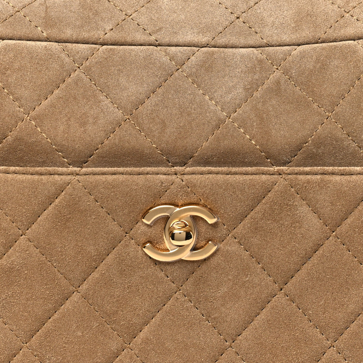 Suede Calfskin Quilted Camerissimo Camera Case Dark Beige