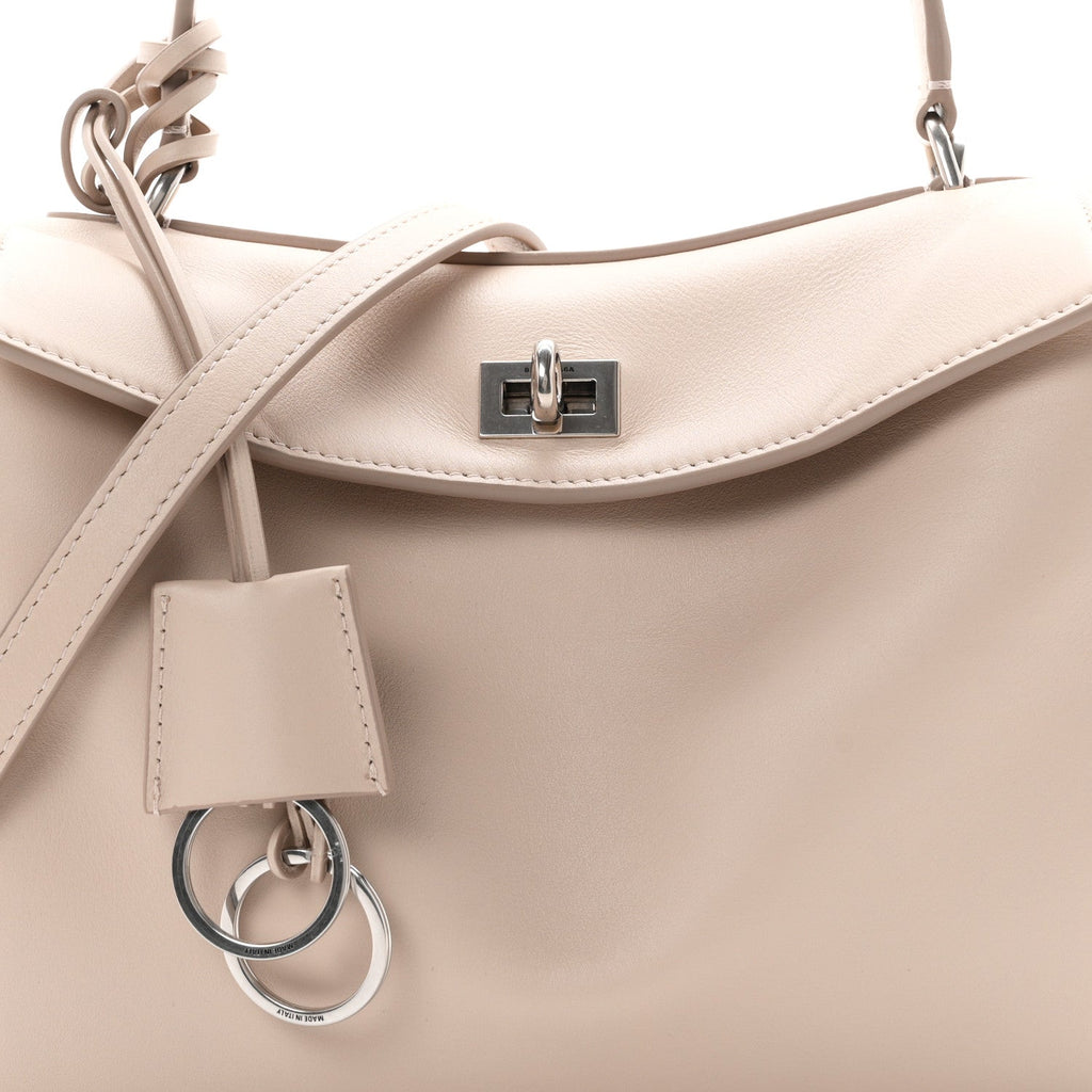 Natural Smooth Calfskin Small Rodeo Top Handle Handbag Almond