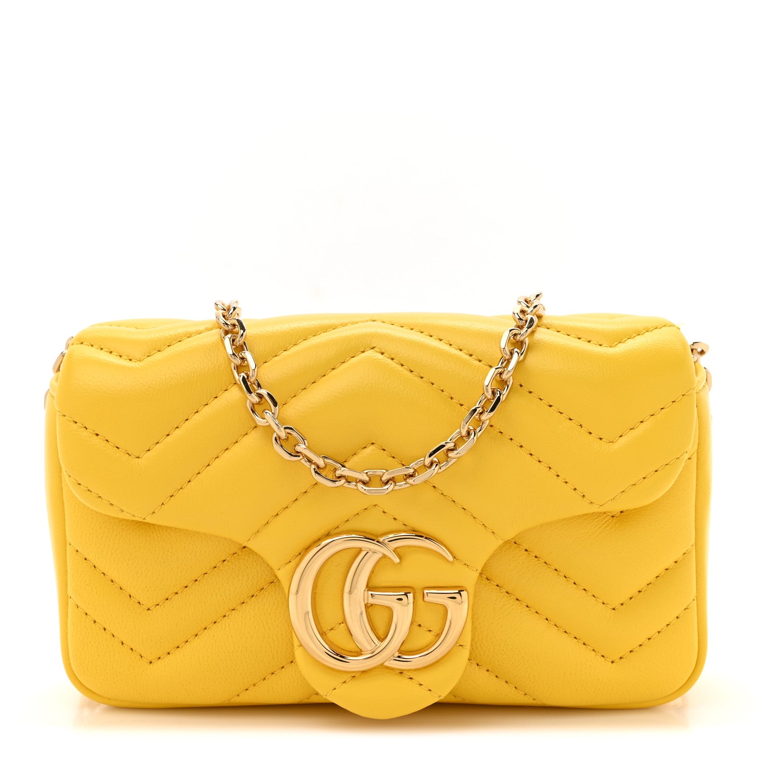 Lambskin Matelasse Mini GG Marmont Shoulder Bag Yellow