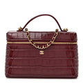 Calfskin Crocodile Embossed Crococo Exoticoco Vanity With Chain Dark Burgundy