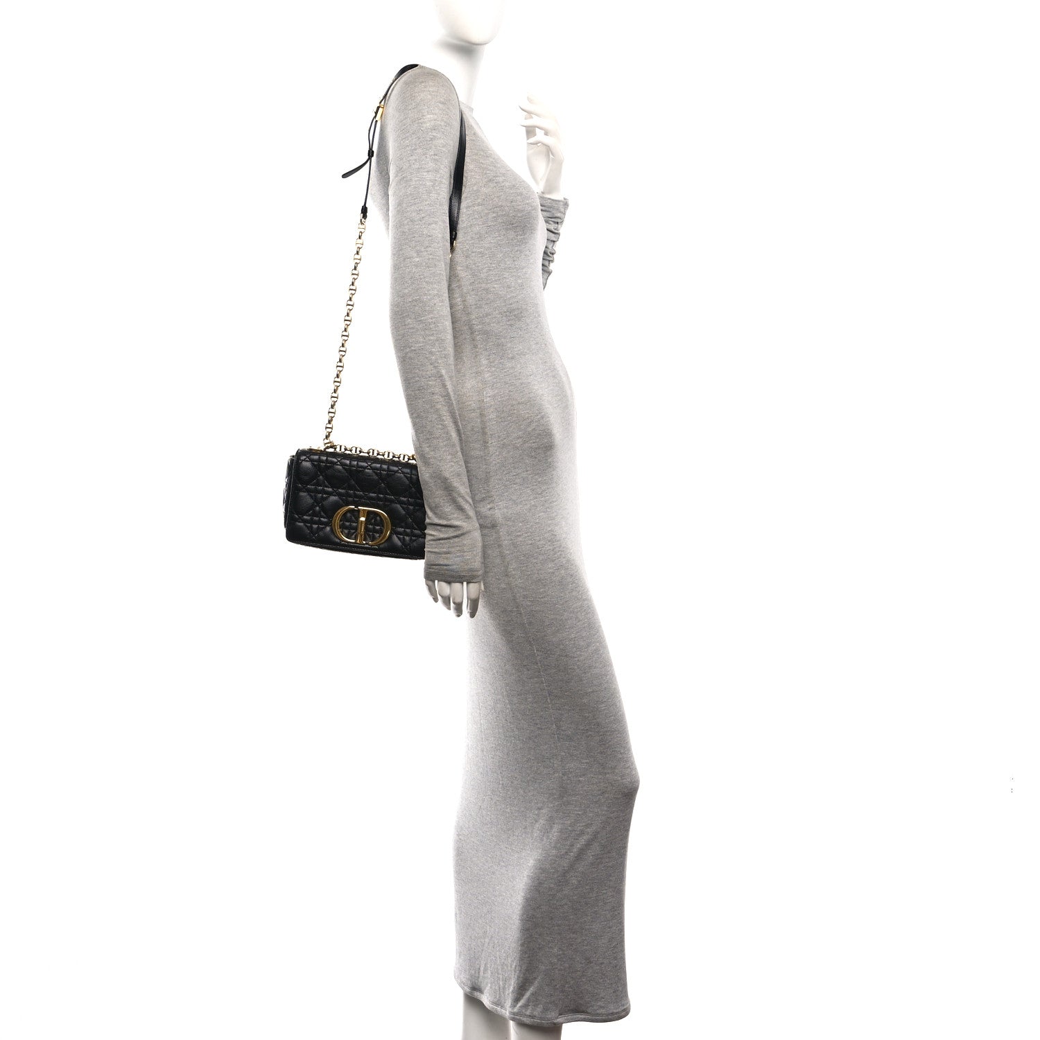 Calfskin Cannage Small Caro Bag Black
