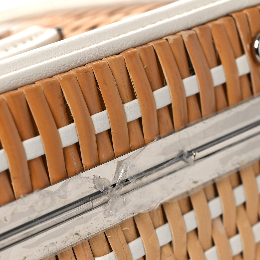 Raffia Calfskin Small CC Filigree Vanity Case White