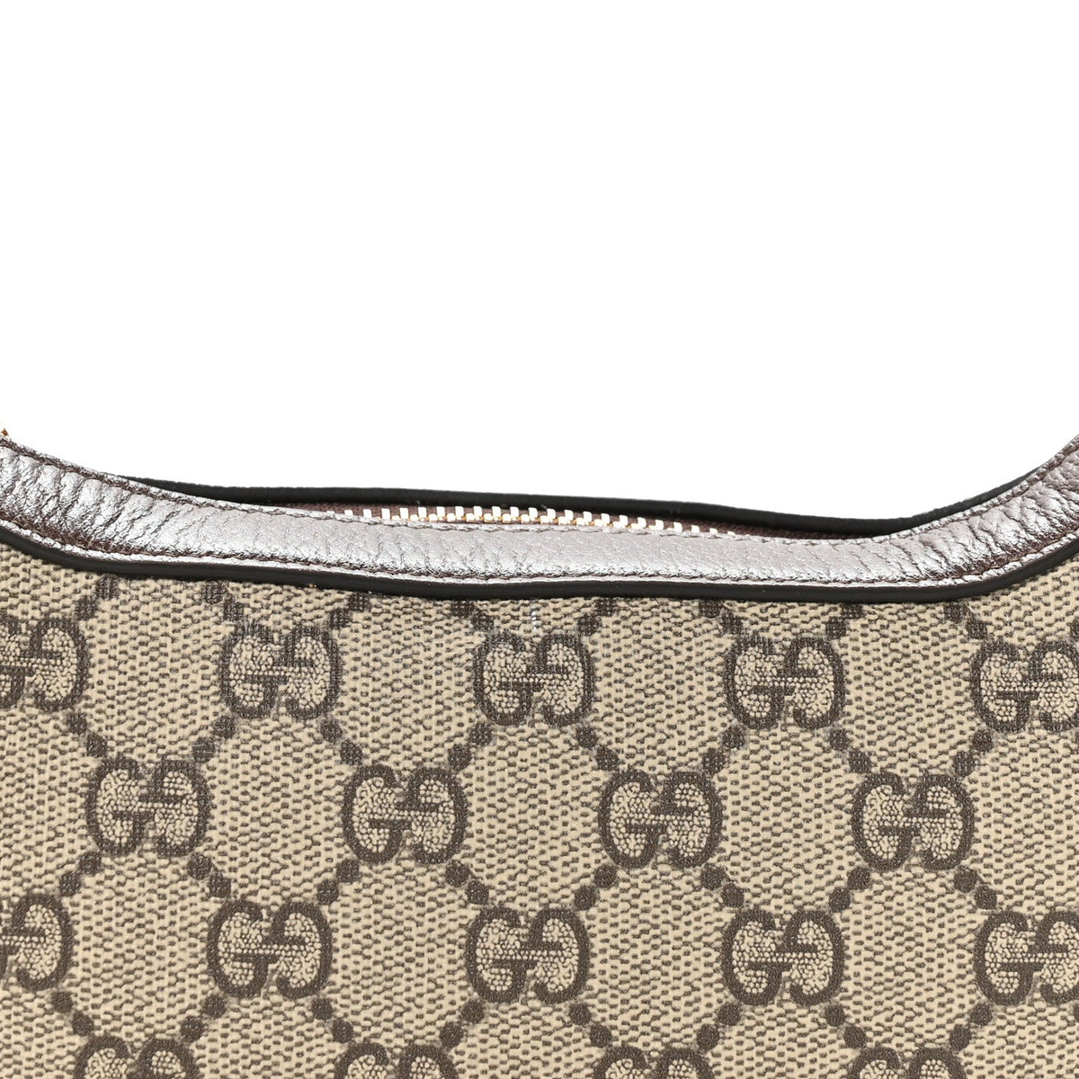 GG Supreme Monogram Textured Calfskin Web Mini Ophidia Half Moon Hobo Beige Ebony New Acero
