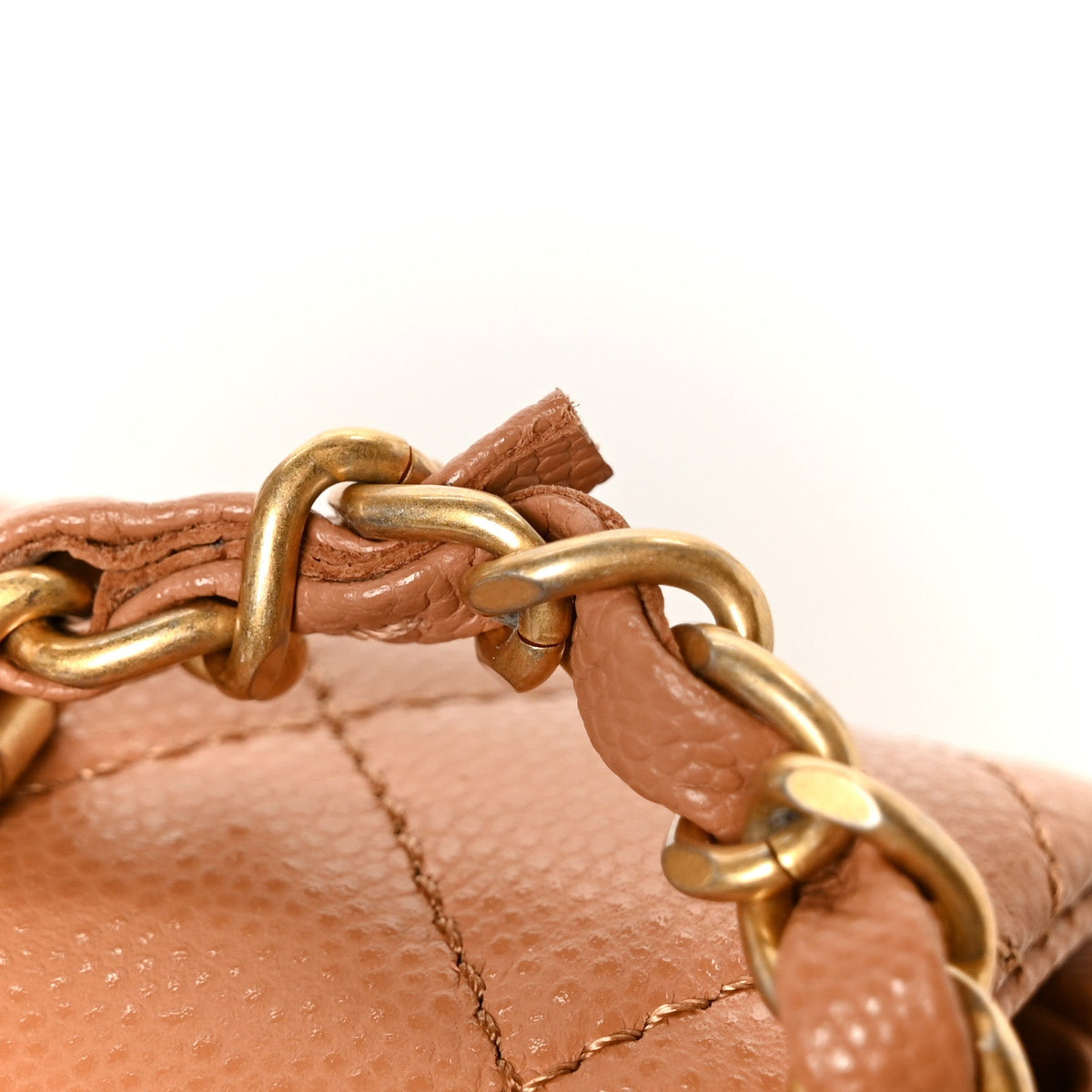 Caviar Quilted Mini Handy CC Flap Camel