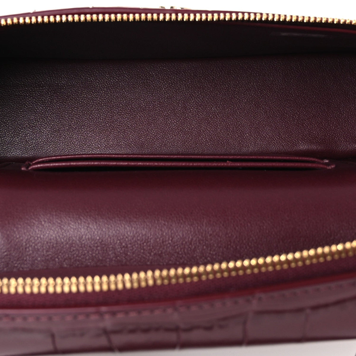Calfskin Crocodile Embossed Crococo Exoticoco Vanity With Chain Dark Burgundy