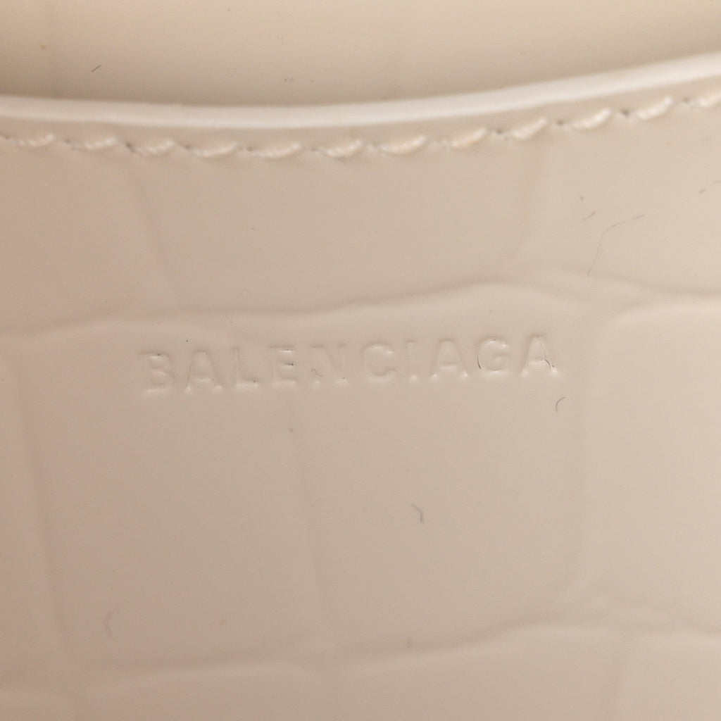 Semi Shiny Calfskin Crocodile Embossed Neo Classic Silver Hardware Mini City White