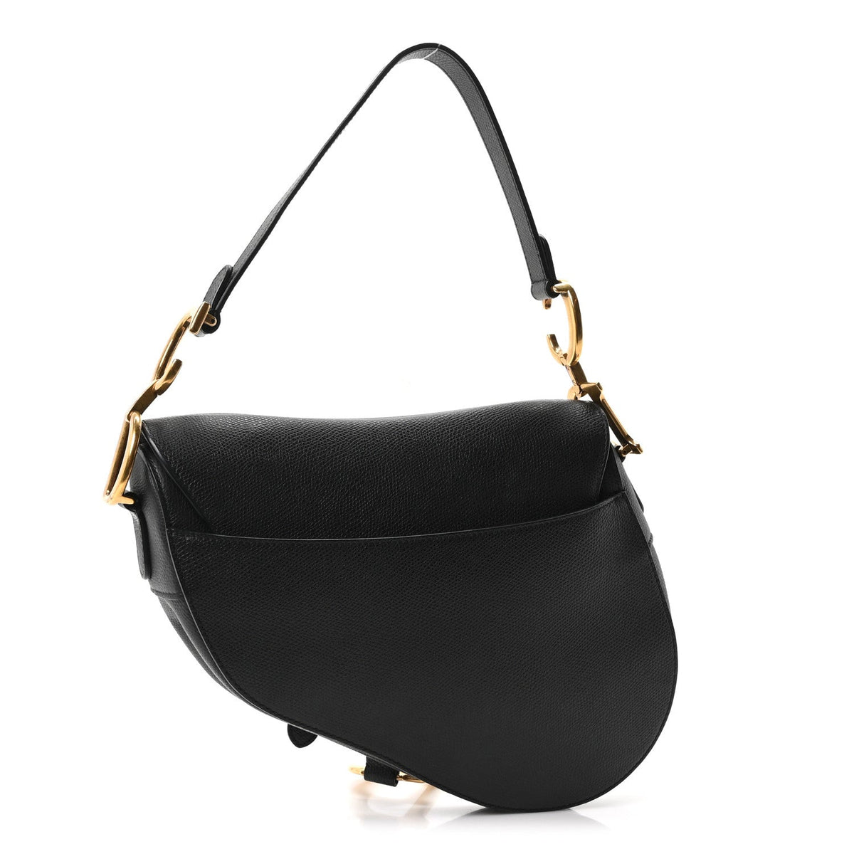 Grained Calfskin Saddle Bag Black