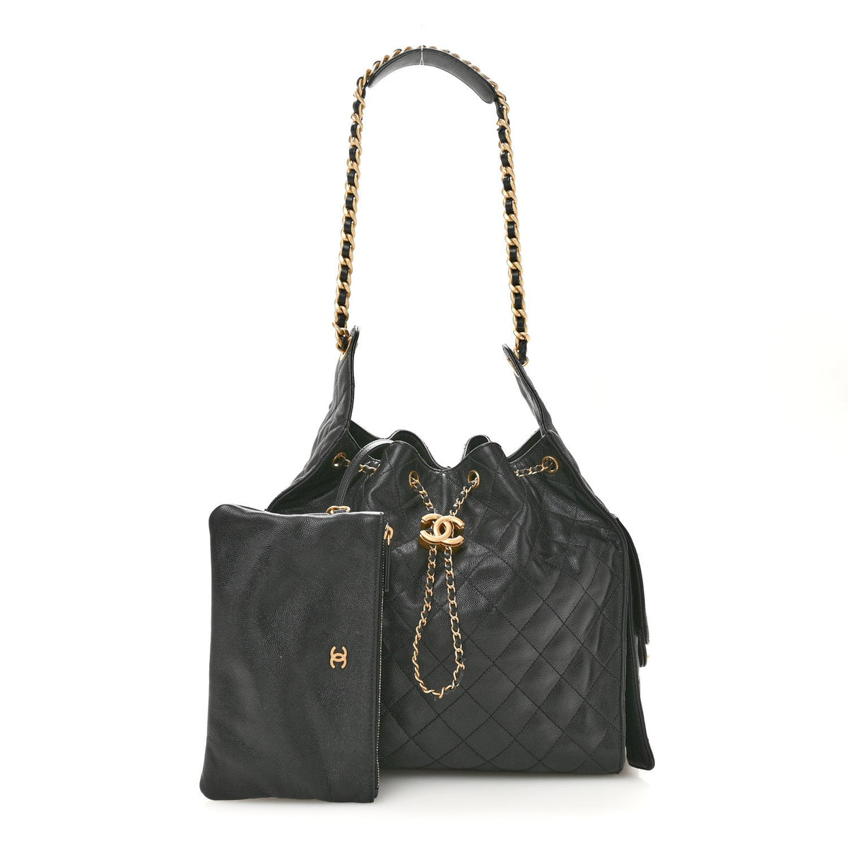 Caviar Quilted Medium Chanel 25 Handbag Black