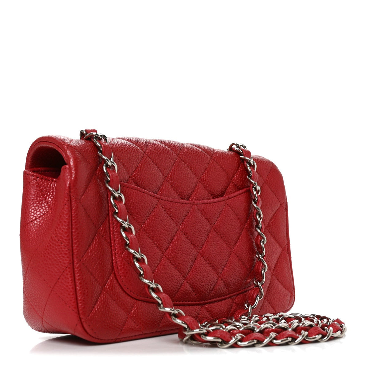 Caviar Quilted Mini Rectangular Flap Red