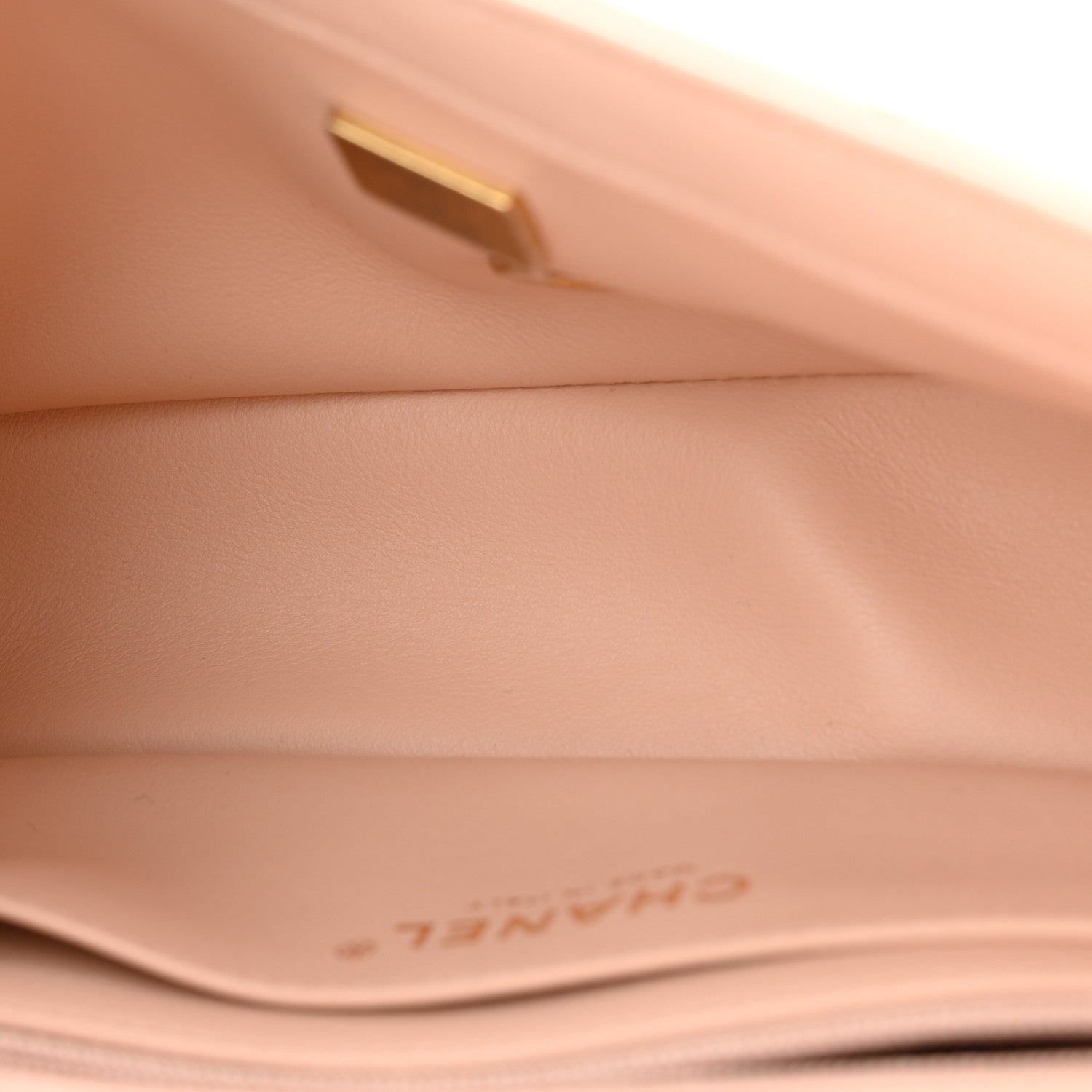 Lambskin Quilted Mini Rectangular Pearl Crush Flap Light Beige