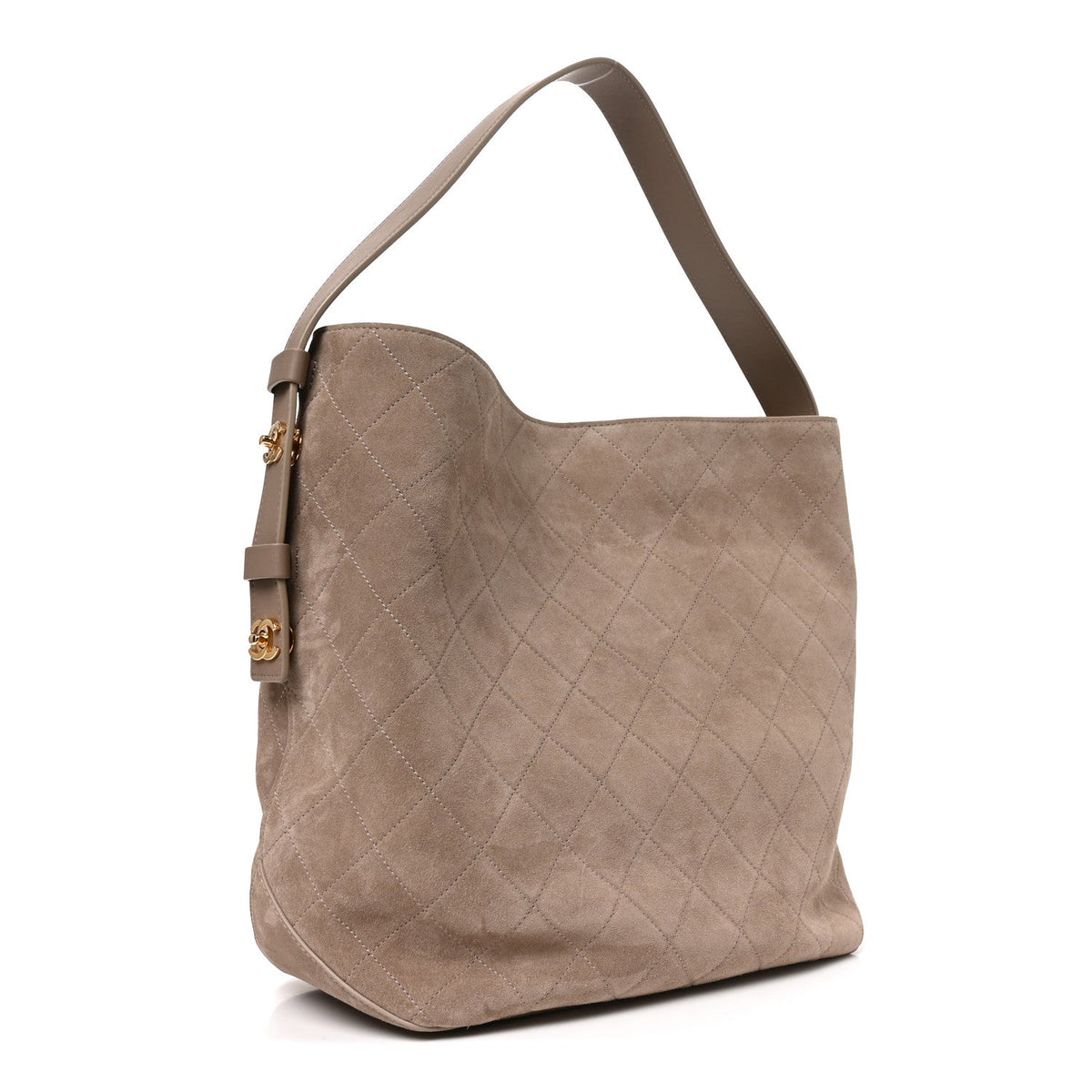 Suede CC Large Bucket Bag Grey