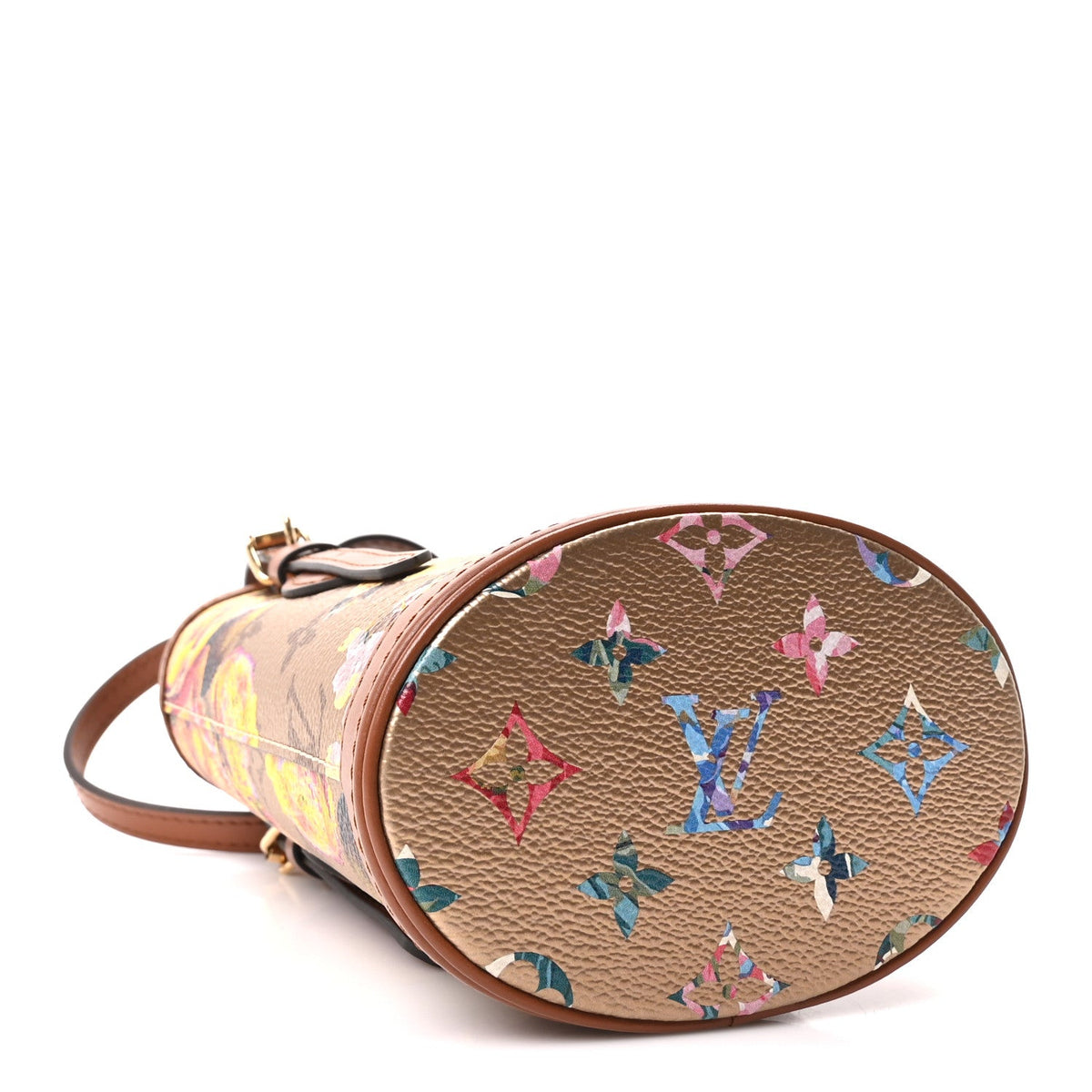 Metallic Monogram LV Garden Nano Bucket Bag Gold
