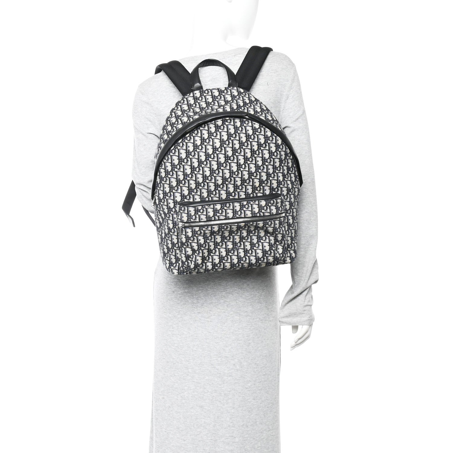 Oblique Calfskin Rider Backpack Beige Black