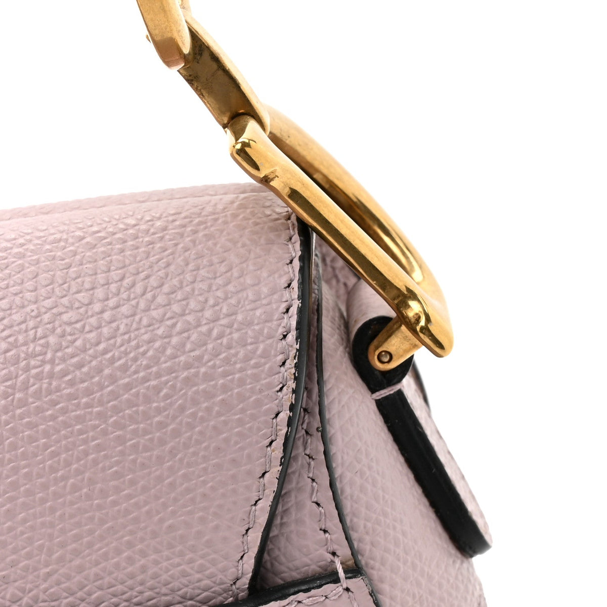 Grained Calfskin Mini Saddle Bag Light Pink