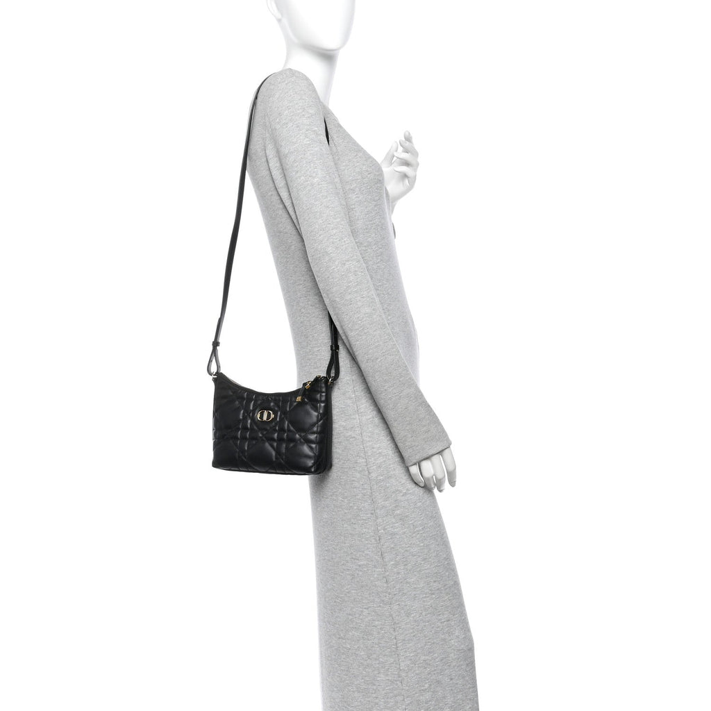Calfskin Macrocannage Miss Caro Diorling Mini Bag with Chain Black