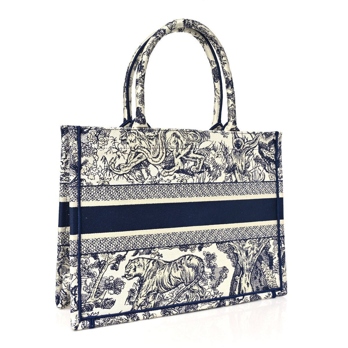 Canvas Embroidered Medium Dioriviera Toile De Jouy Book Tote Blue