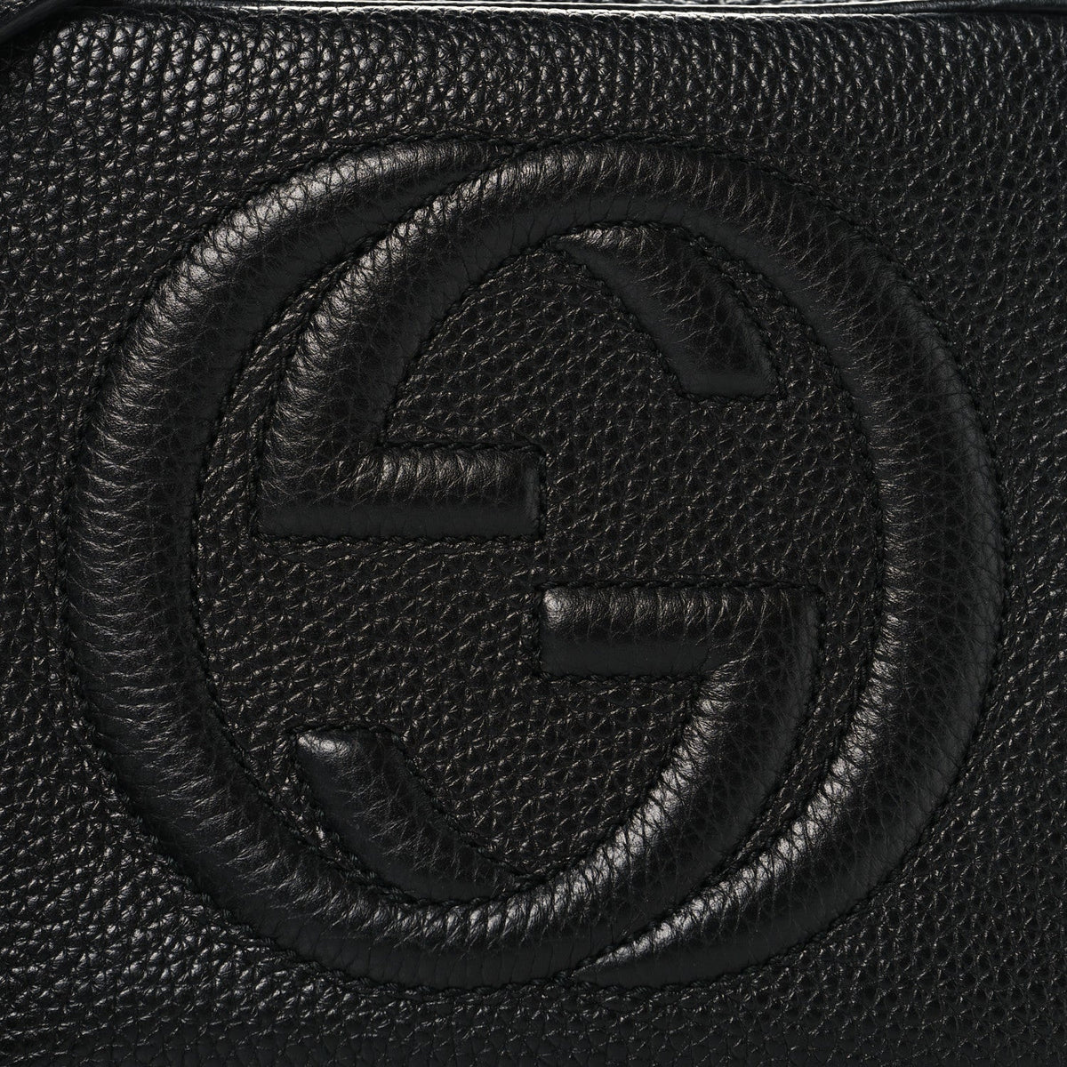 Pebbled Calfskin Small Soho Disco Bag Black