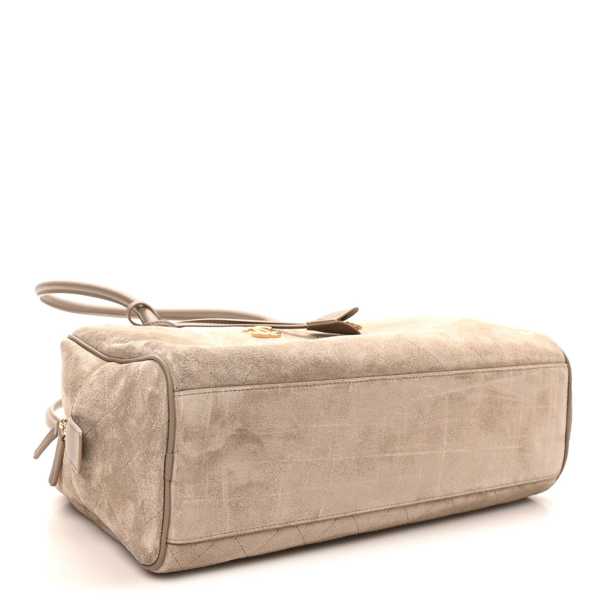 Suede Calfskin Large Perfect Bowling Bag Grey