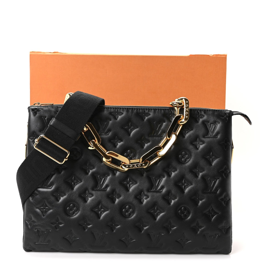 Lambskin Embossed Monogram Coussin MM Black