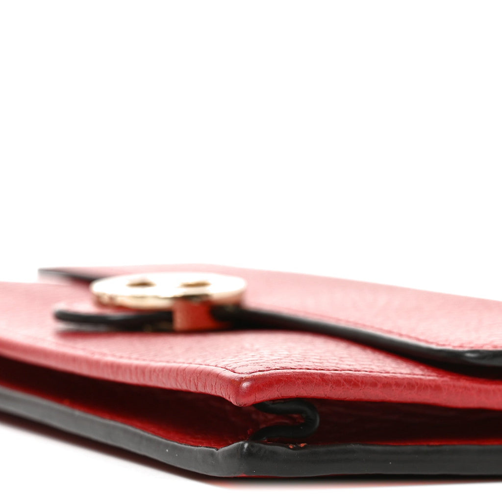 Dollar Calfskin Interlocking G Chain Wallet Red