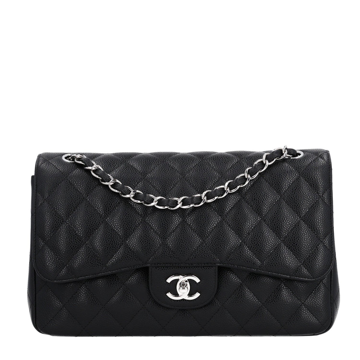 Caviar Quilted Jumbo Double Flap Black